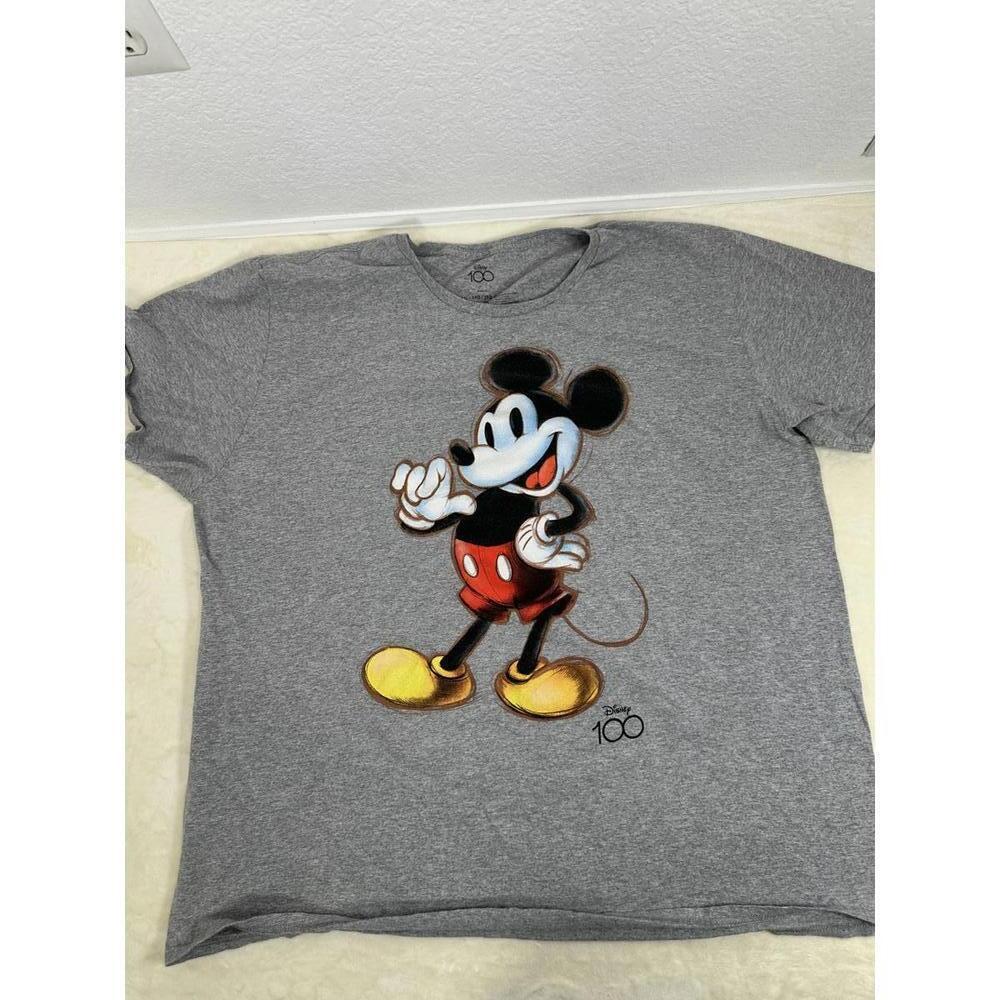Disney 100 Mickey Mouse Gray Graphic Tee 3XL Classic Cartoon Streetwear - Picture 1 of 3